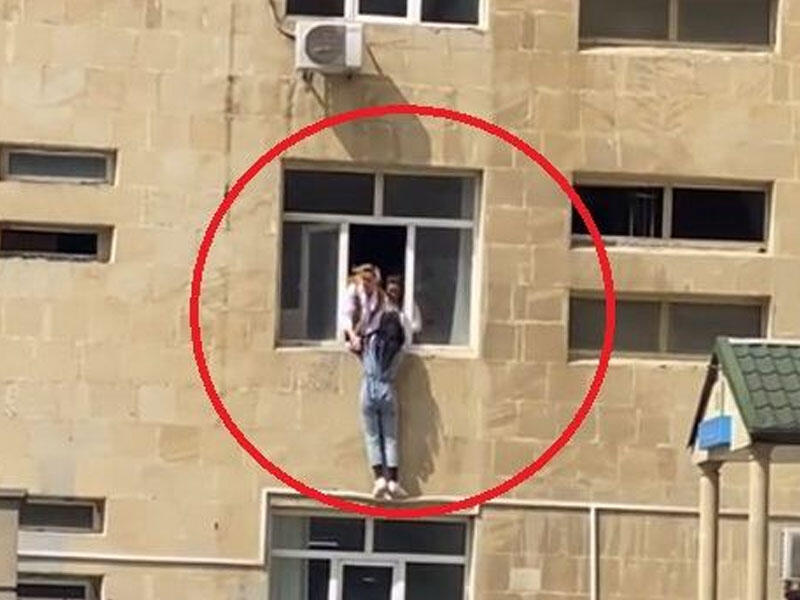 Bakıda intihara cəhd edən qız belə xilas edildi - VİDEO