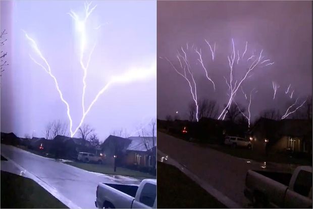 İldırım “buketi” görənləri heyrətə gətirdi - VİDEO