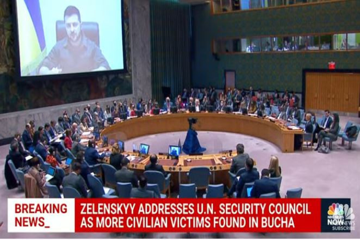 Zelenski BMT Təhlükəsizlik Şurasının iclasında çıxış edir