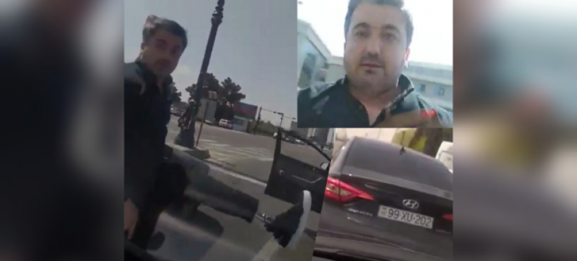 Əlil sürücü jurnalist xanımın qarşısını kəsib təhqir etdi: 