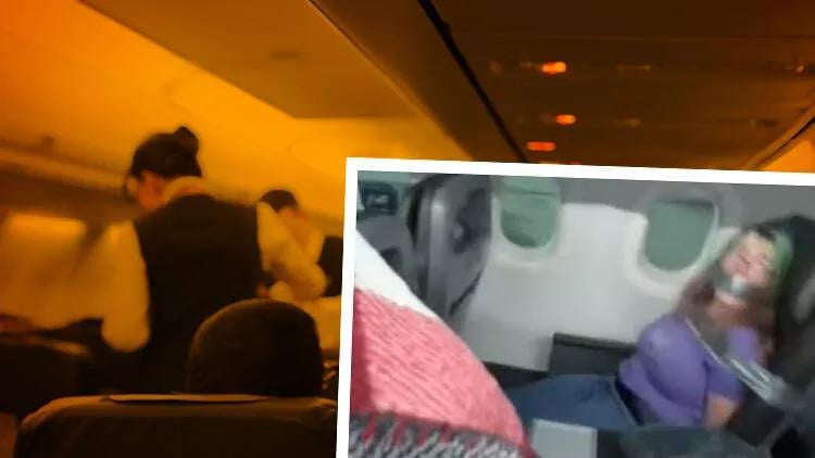 DÜNYA ŞOKDA: Sərnişini lentlə bağladı