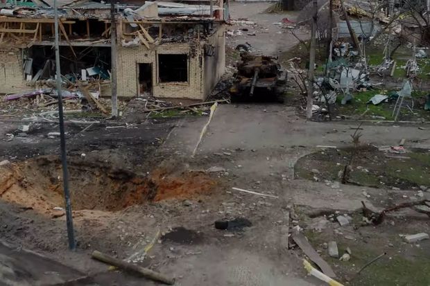 Последствия войны в украинском городе Буче - ВИДЕО