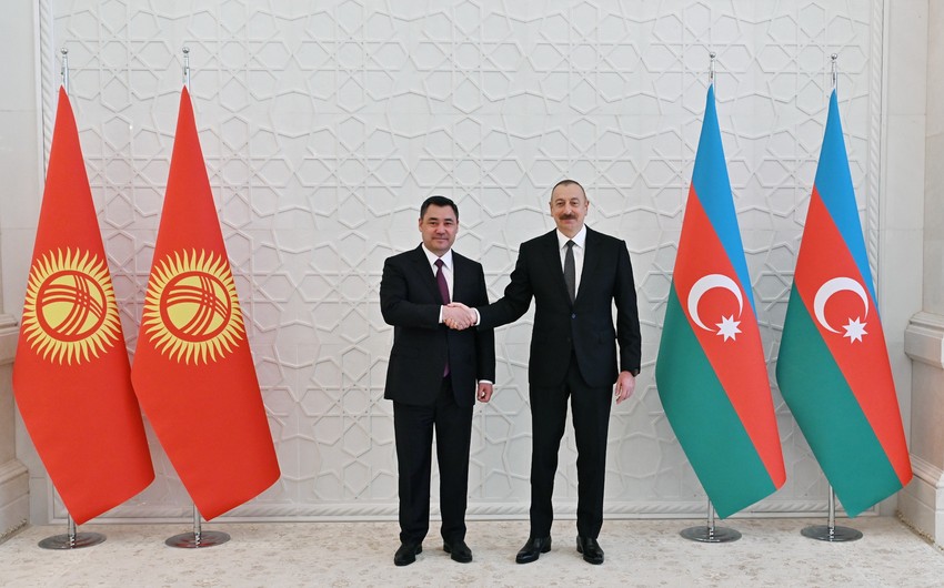 Azərbaycan və Qırğızıstan prezidentləri mətbuata bəyanatlarla çıxış ediblər
