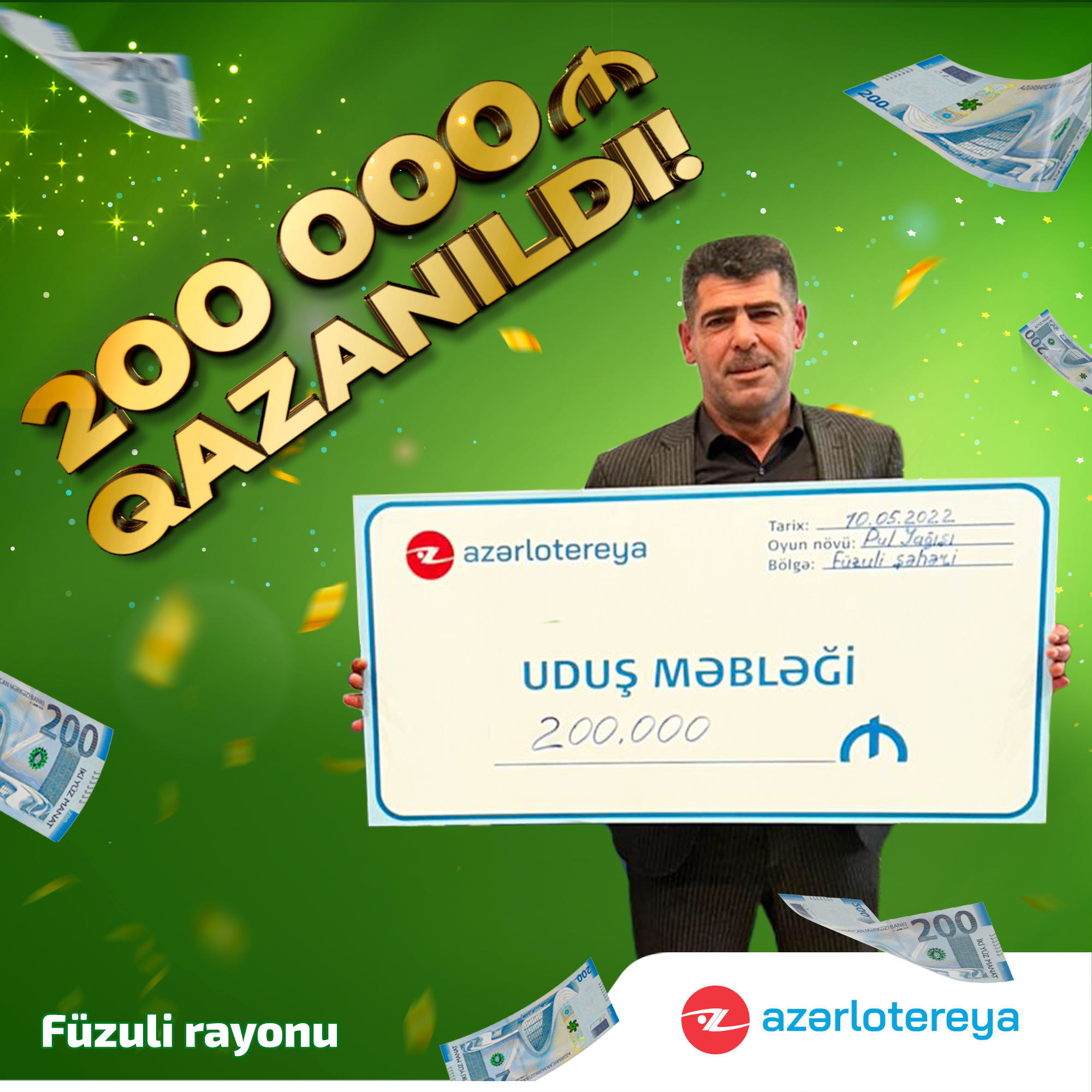 “40.000.000 Pul Yağışı” lotereyasında növbəti böyük uduş - 200.000 manat qazanıldı