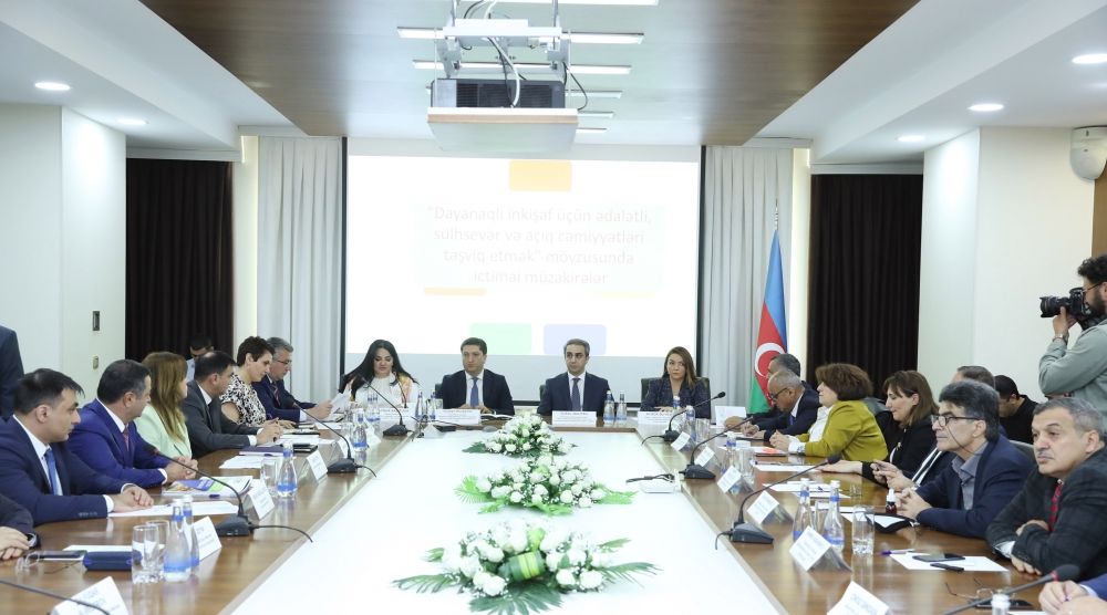“Dayanıqlı inkişaf üçün ədalətli, sülhsevər və açıq cəmiyyətləri təşviq etmək” mövzusunda ictimai müzakirələr aparılıb