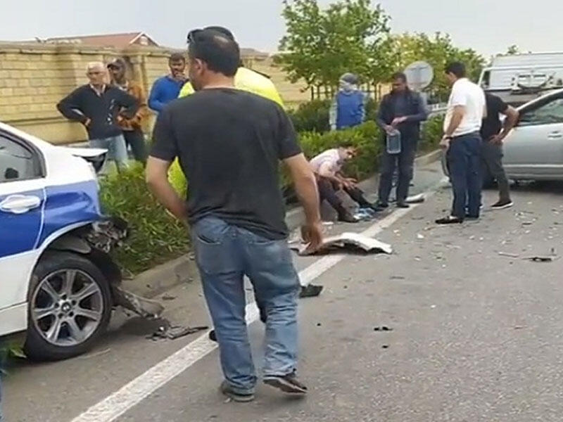 Bakıda “Prius”la YPX toqquşdu, yaralanan var - VİDEO