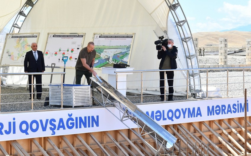 İlham Əliyev və Mehriban Əliyeva “Cəbrayıl” enerji qovşağının təməlqoyma mərasimində iştirak ediblər - YENİLƏNİB