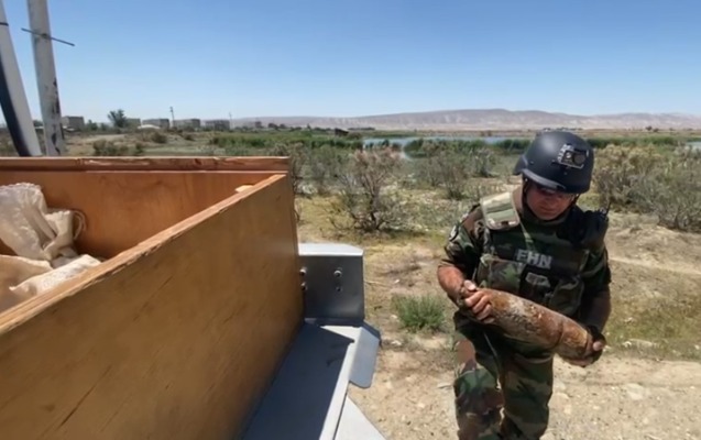 Sumqayıtda top mərmisi aşkarlandı - Video