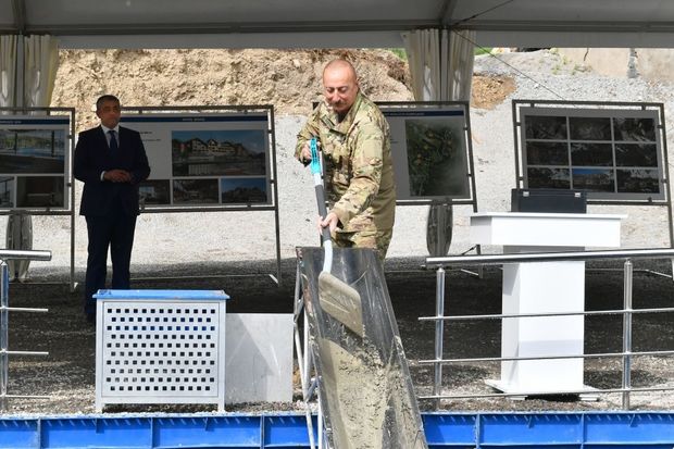 Dövlət başçısı Kəlbəcərdə İstisu sanatoriyasının təməlini qoyub - YENİLƏNİB + FOTO