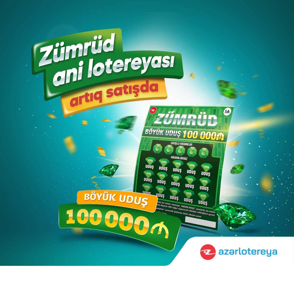 100.000 AZN böyük uduşlu “Zümrüd” satışda