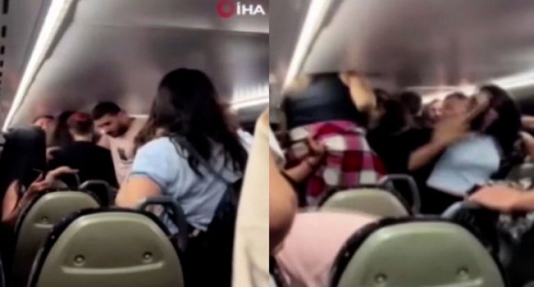 İctimai nəqliyyatda qadınlar kişilərə hücum etdilər - VİDEO