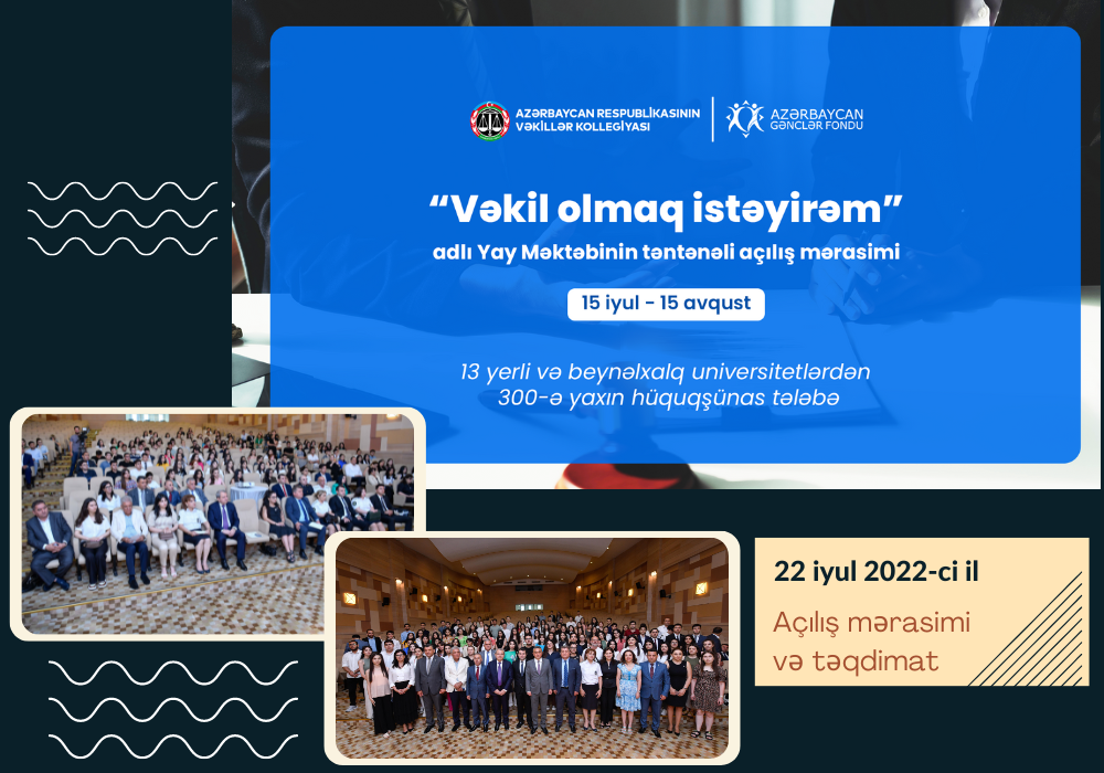 İlk dəfə 300-dək hüquqşünas tələbənin iştirakı ilə 1 aylıq Yay Məktəbi təşkil olunur