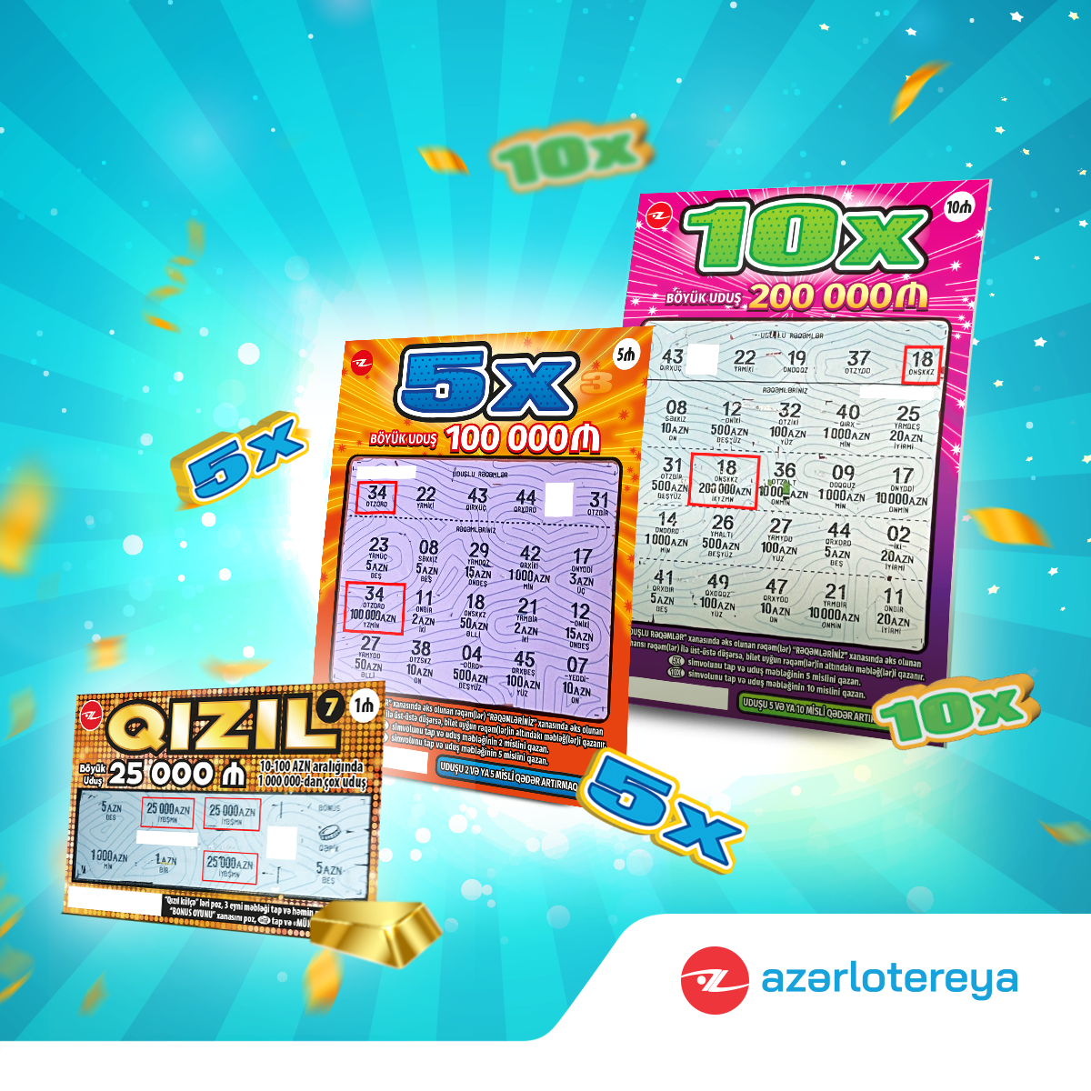 “10X” 200.000, “5X” 100.000, “Qızıl” 25.000 manat qazandırdı