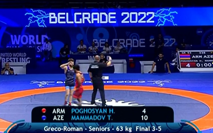 Azərbaycan güləşçisi erməniyə qalib gələrək dünya üçüncüsü olub