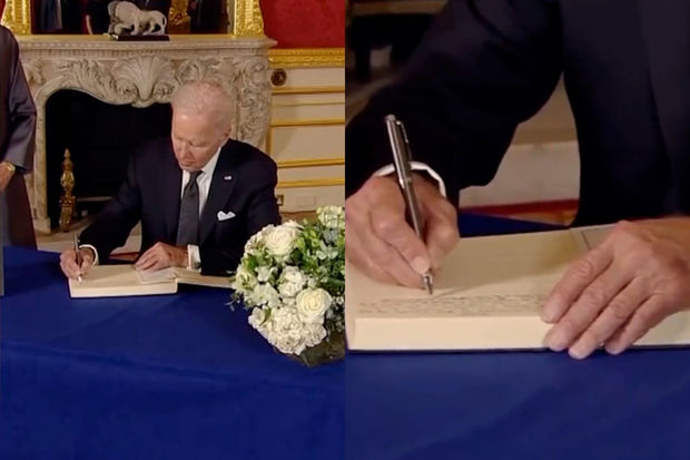 Bayden II Elizabetlə bağlı başsağlığı mətnini kağızdan köçürdü - VİDEO