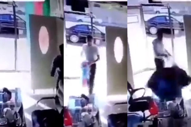 Azərbaycan bayrağına qarşı hörmətsizlik: Qoparıb kənara atdı - VİDEO