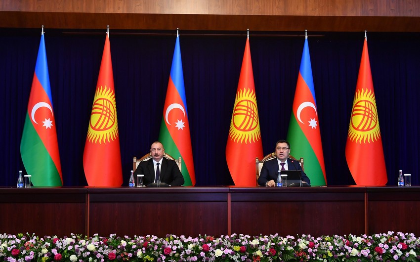 Azərbaycan və Qırğızıstan prezidentləri mətbuata bəyanatlarla çıxış ediblər - YENİLƏNİB