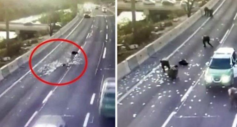 Polisdən qaçan oğrular pulları magistral yola səpdilər