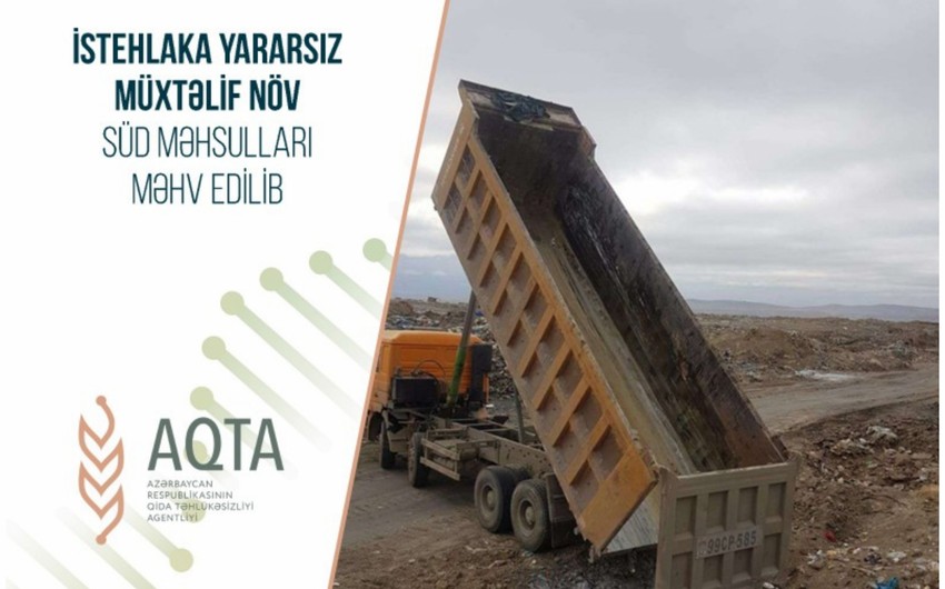 İstehlaka yararsız 12 ton süd məhsulu məhv edilib