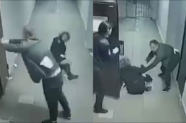 Rusiyalı bölmədə iki qadın polisə hücum etdi - VİDEO