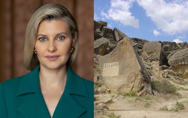 Yelena Zelenskaya Qobustanla bağlı paylaşım etdi - Foto