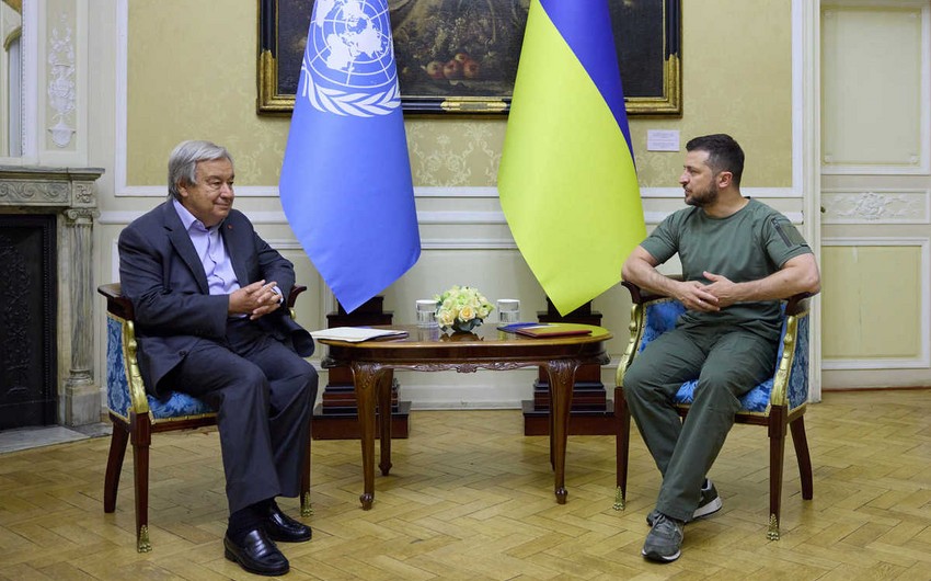 BMT Baş katibi Zelenski ilə 