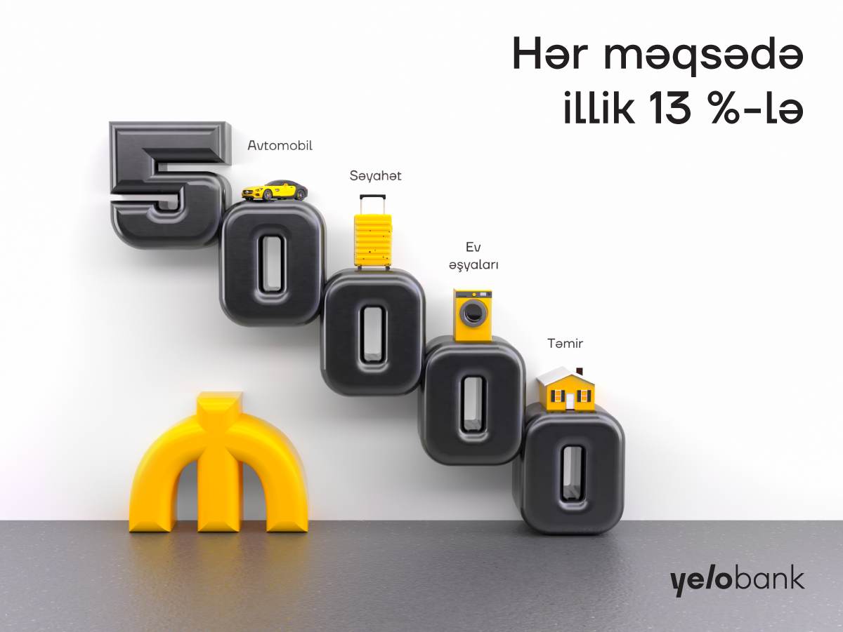 Yelo Bank-dan planlarınız üçün 50000 AZN-dək kredit