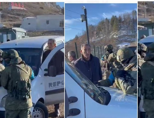 Separatçıya qayğı göstərən Rusiya “sülhməramlılar”ı jurnalistlərin üzərinə avtomatla gəlir - VİDEO