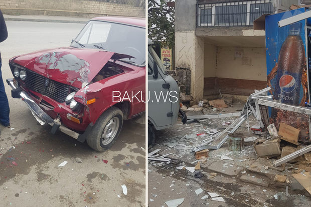 Bakıda psixiatriya xəstəxanasına məxsus maşın mağazaya çırpıldı - FOTO