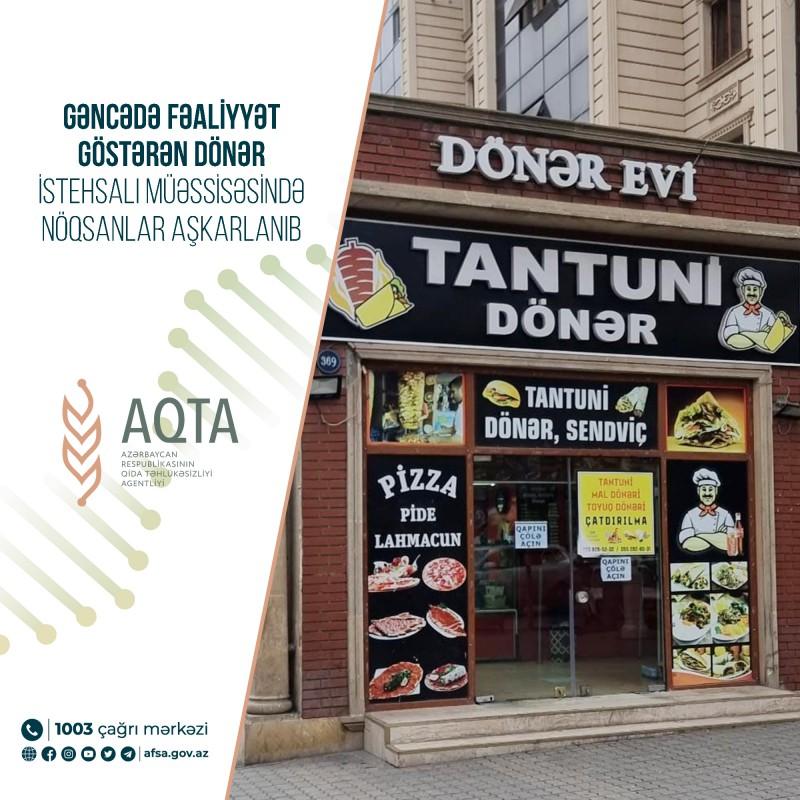 Gəncədə dönərxanada nöqsanlar aşkarlanıb