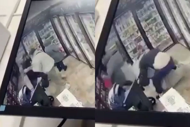 Moskvada kişi körpəsi ilə mağazaya daxil olan qadını amansızlıqla döydü - VİDEO