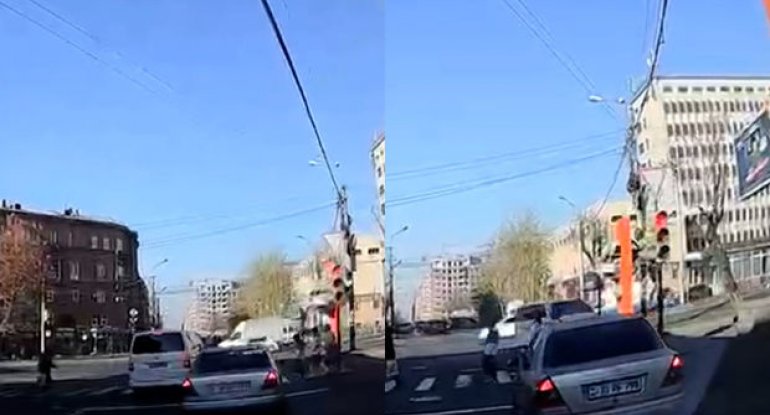 Rusiya ordusuna məxsus avtomobilin sürücüsü İrəvan küçələrində qaydalara meydan oxudu - VİDEO