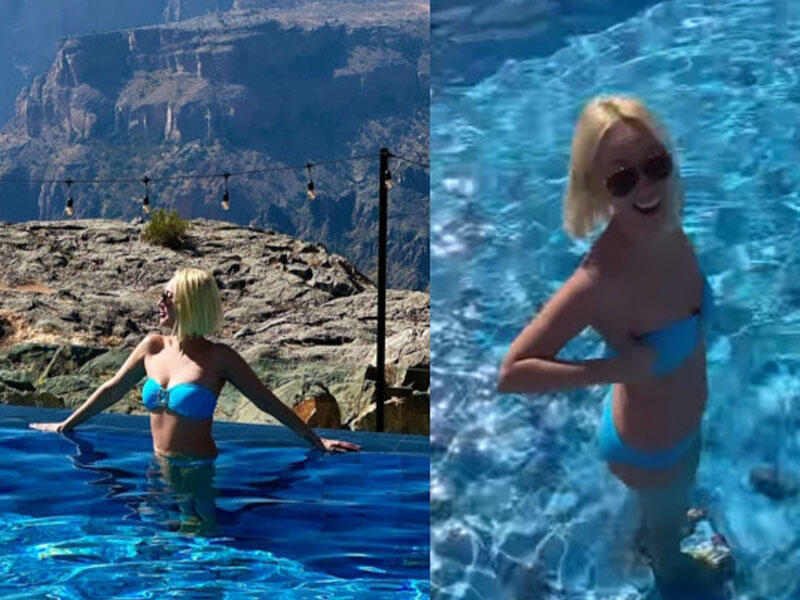 51 yaşlı teleaparıcı soyuq havada hovuza girdi - VİDEO