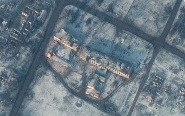 Rusiyanın ələ keçirdiyi Soledarın peyk görüntüləri...