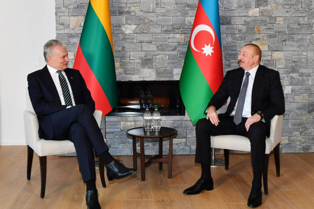 Azərbaycan və Litva prezidentləri Davosda görüşüblər - YENİLƏNİB + FOTO