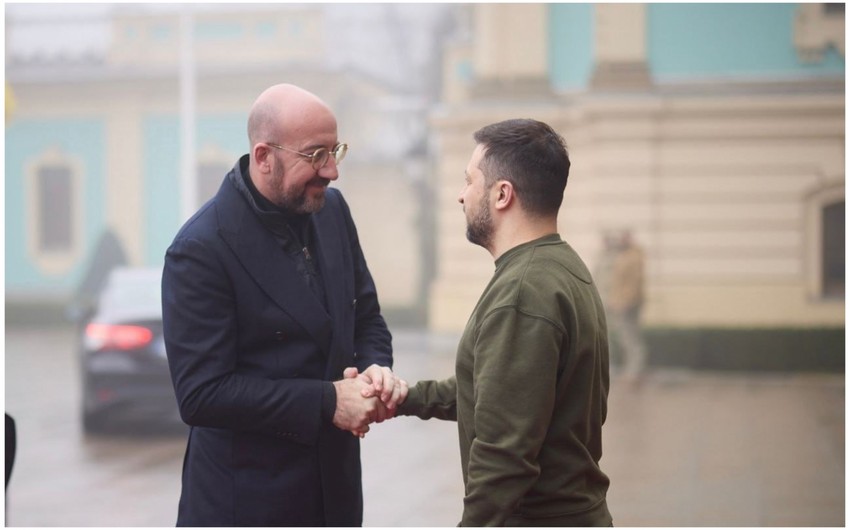 Şarl Mişel Volodimir Zelenski ilə görüşüb