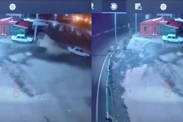 Türkiyədə baş verən zəlzələnin ən dəhşətli görüntülərindən biri - VİDEO