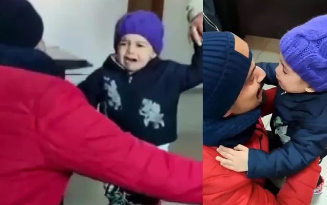 Bir-birindən ayrı düşən ata və azyaşlı qızının duyğusal görüşü - Video