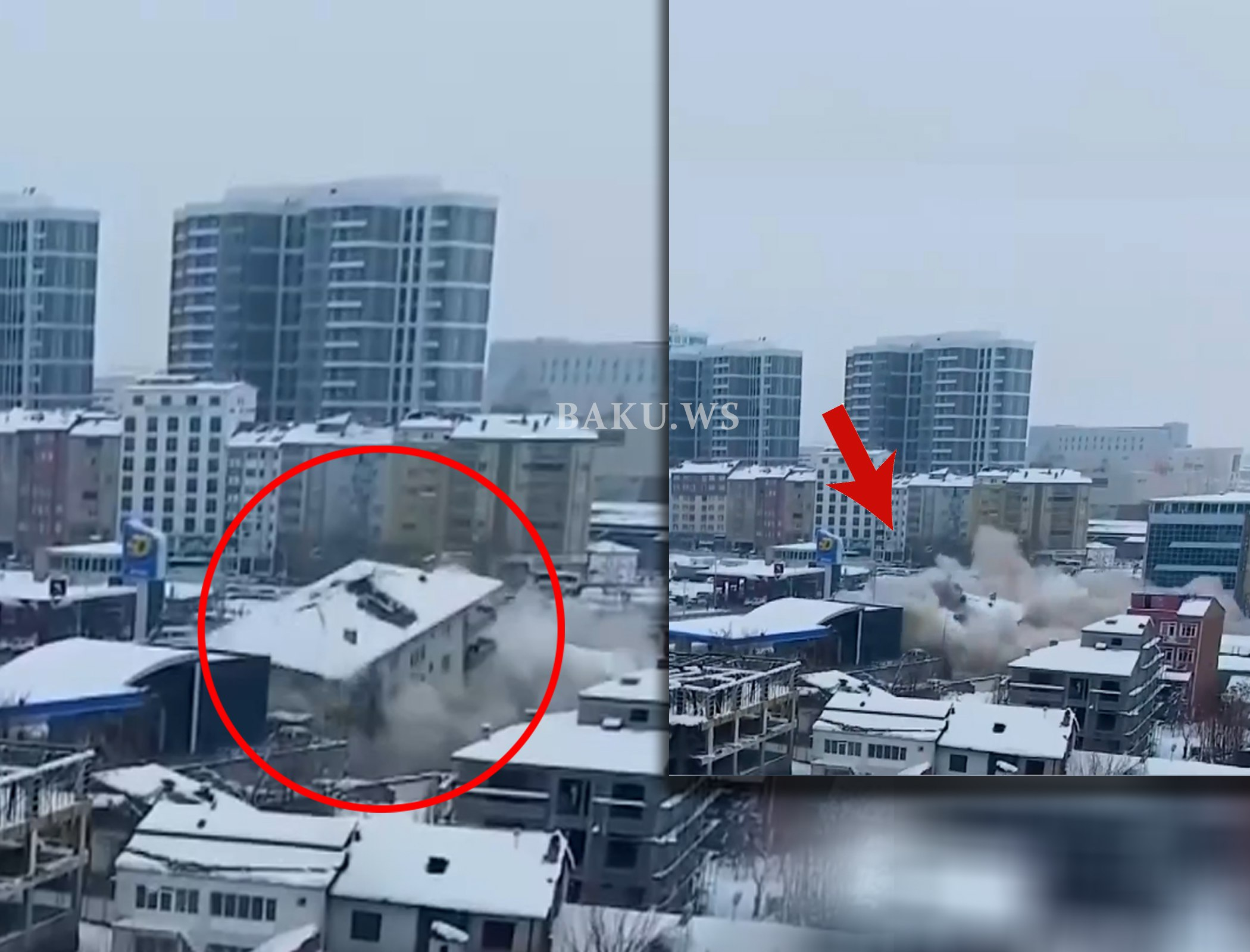 Zəlzələdə binaların dağılma anı: Dronla çəkilmiş son görüntülər - VİDEO