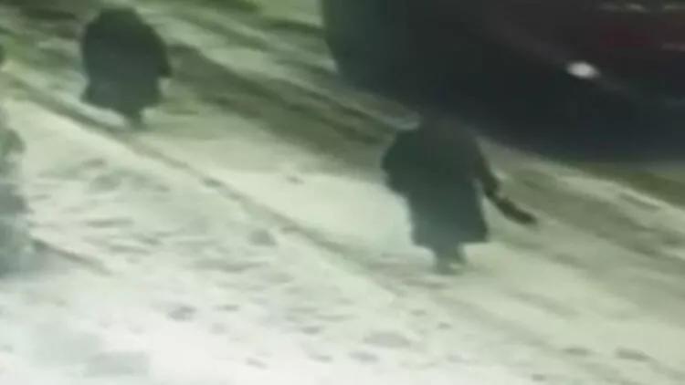 Nəhəng qar kütləsi yolda keçən piyadaların üzərinə düşdü