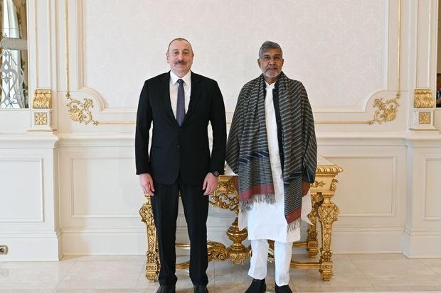 Prezident İlham Əliyev Nobel sülh mükafatı laureatı Kailaş Satyartini qəbul edib - FOTO