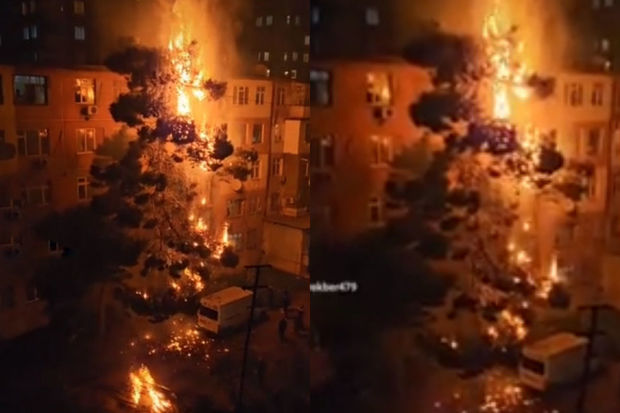 Bakıda bayram tonqalı qorxulu anlara səbəb oldu - ANBAAN VİDEO