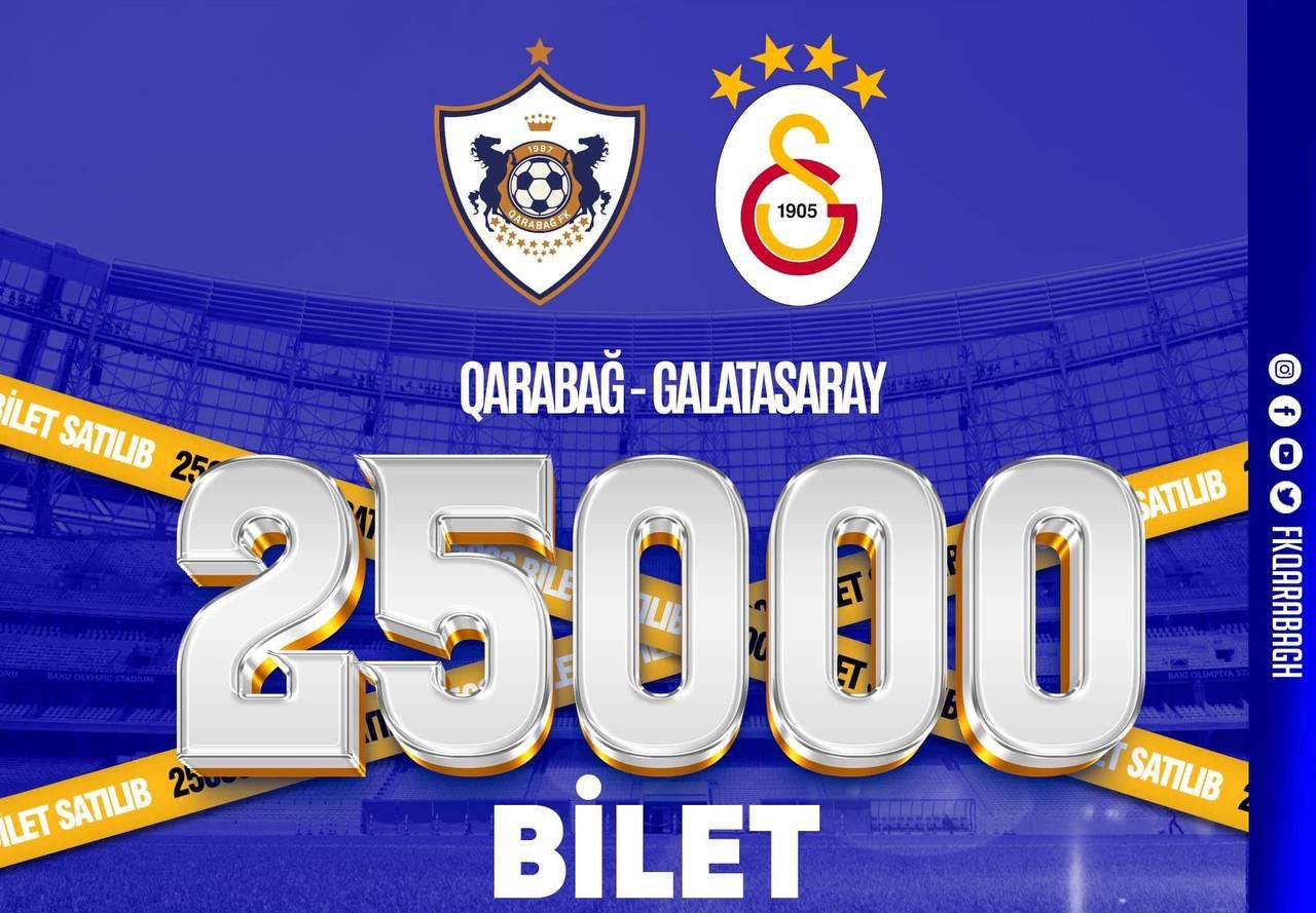 “Qarabağ” – “Qalatasaray” yoldaşlıq matçına  2 saat ərzində 25 min bilet satılıb