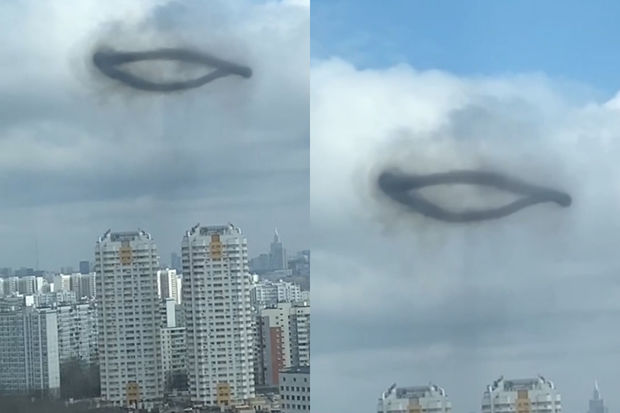 Moskva səmasında naməlum qara halqa peyda oldu - FOTO/VİDEO