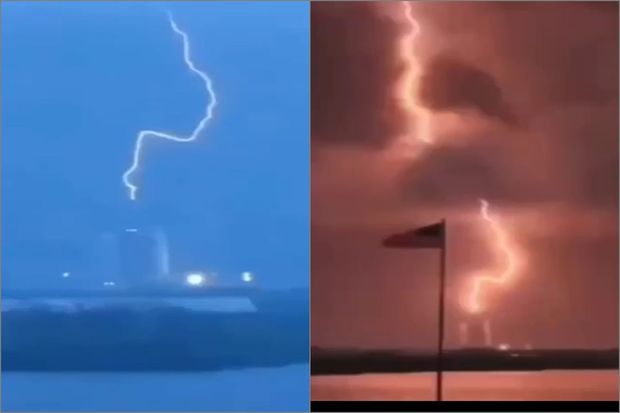 İldırım buraxılış meydançasını vurdu: Raketin uçuşu təxirə salındı - VİDEO