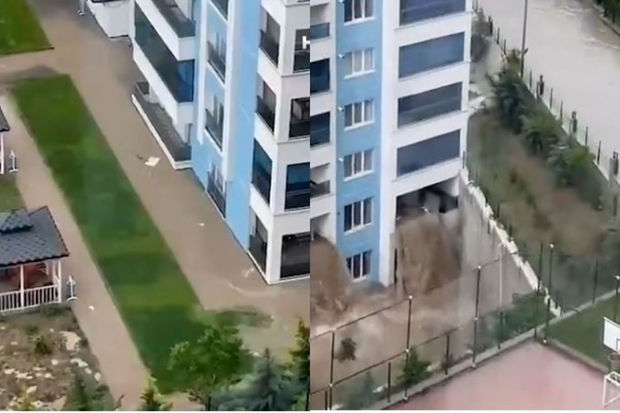 Ankarada sel yaşayış binasının üçüncü mərtəbəsinə qədər qalxdı - VİDEO