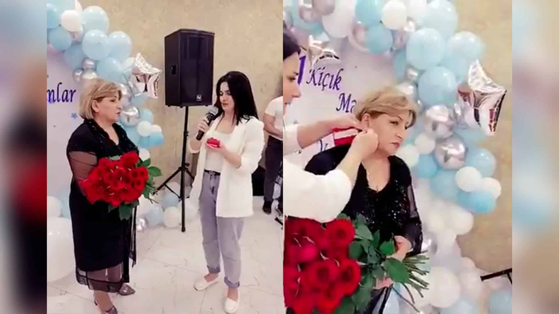 Qızıl hədiyyə olunan müəllim tanınmış şəxsin anasıdır