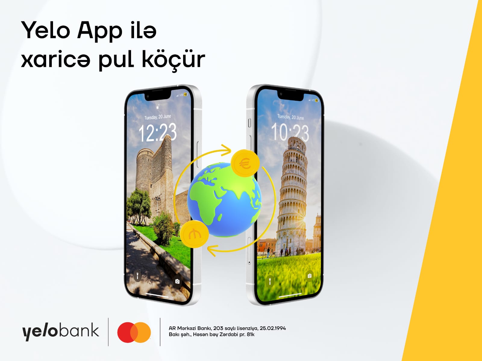 Yelo App ilə xaricə sürətli pul köçürmələri