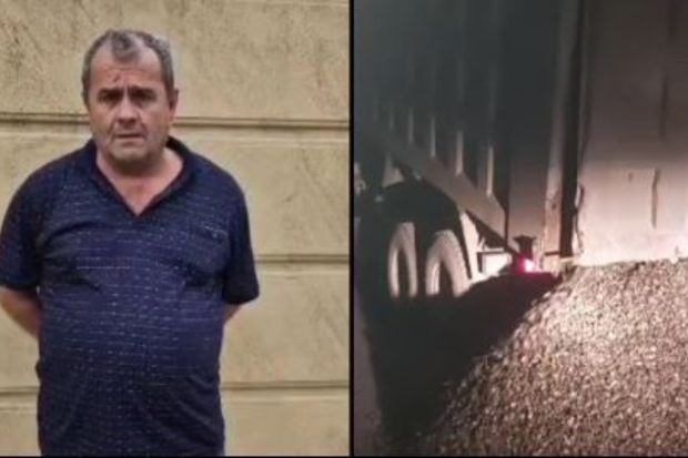 Yol polisinin qanuni tələbinə əməl etməyən yük avtomobilinin sürücüsü saxlanılıb - VİDEO