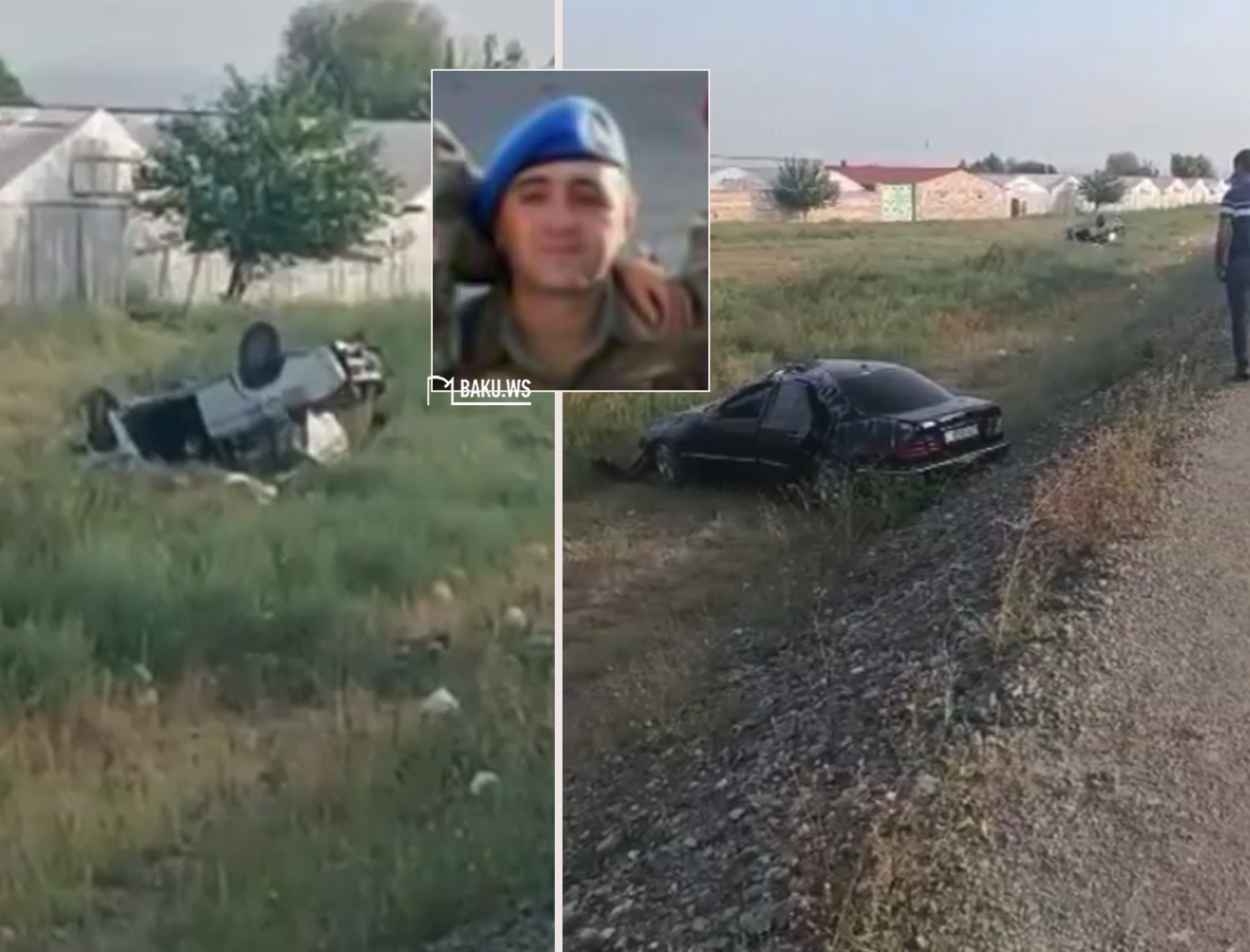 Bu gün səhər qəzada ölən hərbçinin görüntüsü - VİDEO